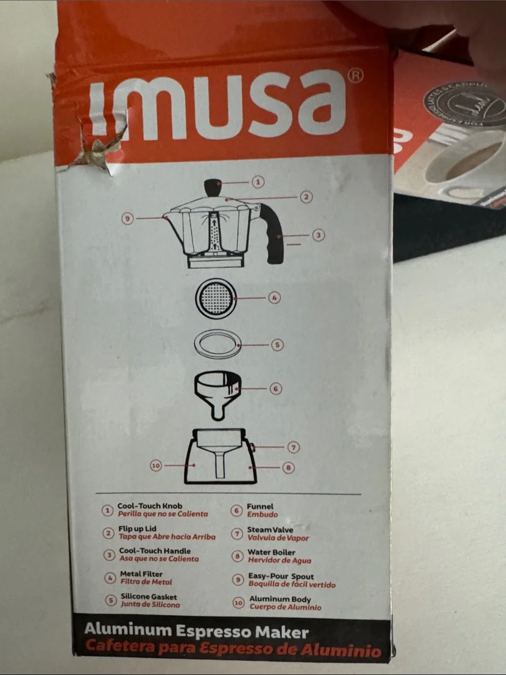 NEW Aluminum IMUSA Espresso Maker - Silver/Black - 6 Cups